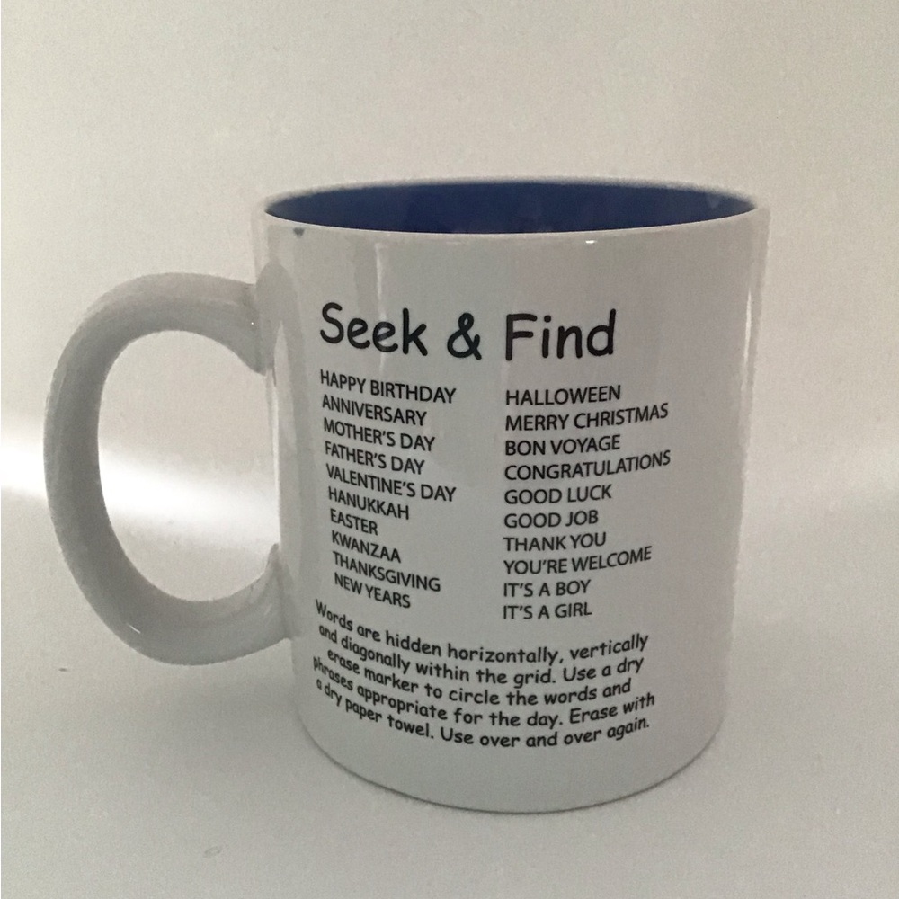 SEEK AND FIND WORD SEARCH COFFEE MUG
